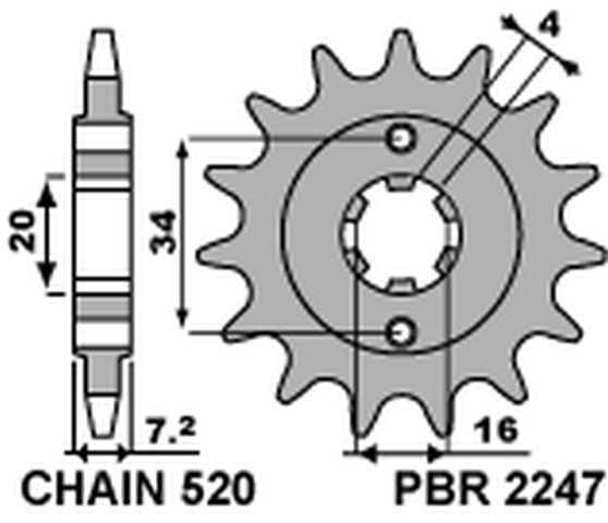 PBR gear wheel 2247 14 18NC (-1, JTF1903.14)